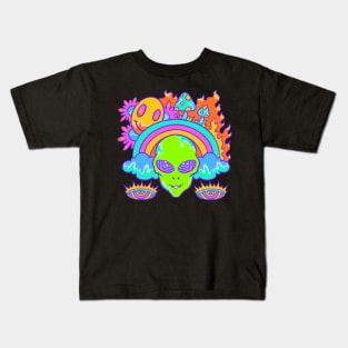 Alien Trippy Smiley Mushroom Kids T-Shirt